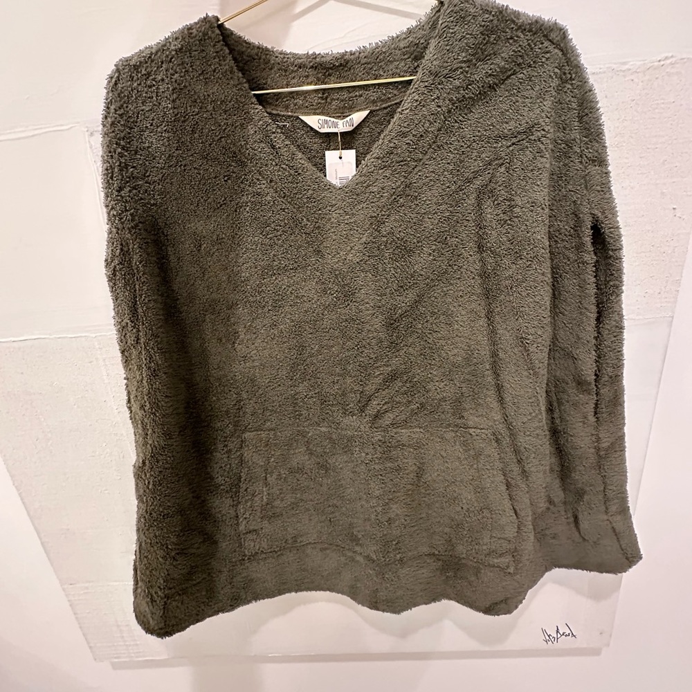 Soft Knit V-Neck cover up - Olive Green